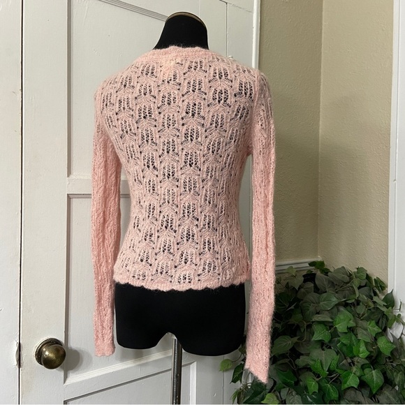 Sundance Soft Pink LaRosa Knit Nylon/Mohair/Lambswool Sweater Cardigan - Picture 3 of 11